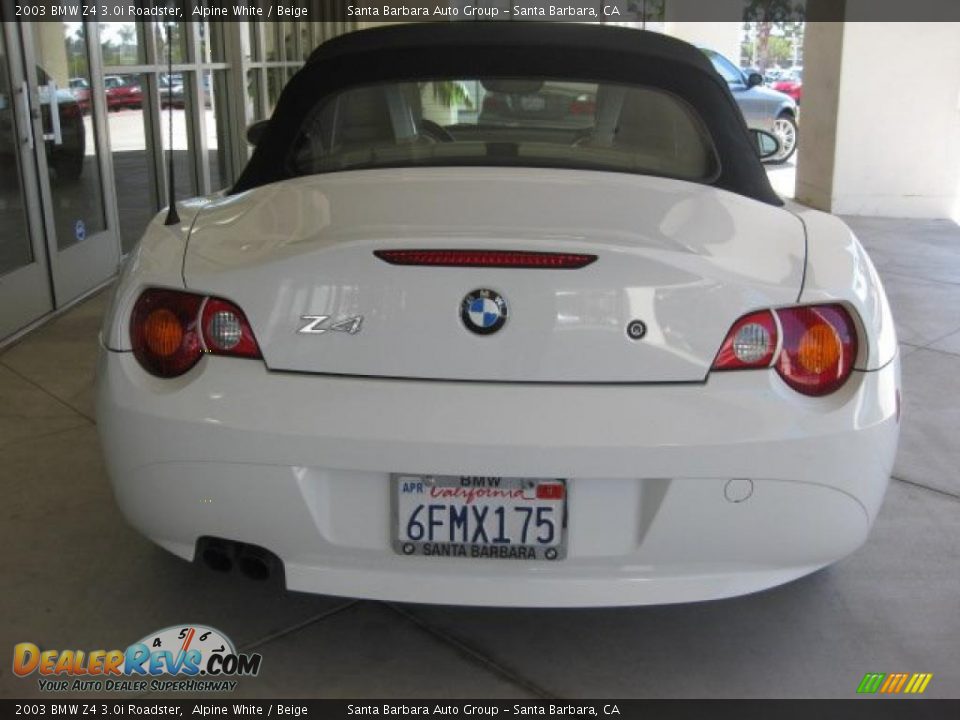 2003 BMW Z4 3.0i Roadster Alpine White / Beige Photo #4
