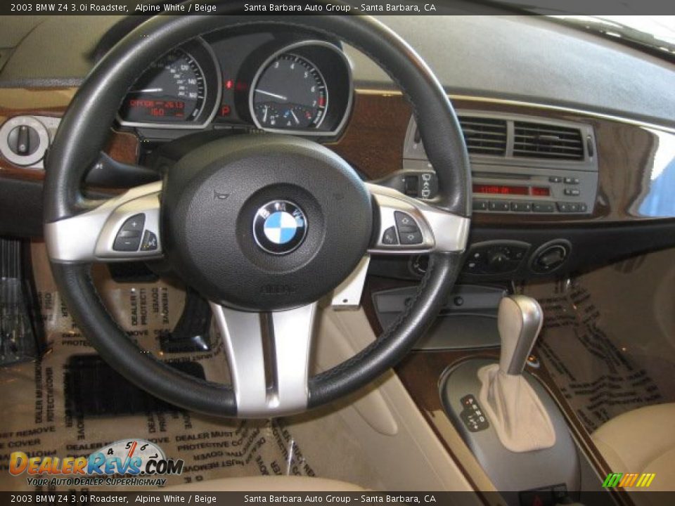 2003 BMW Z4 3.0i Roadster Alpine White / Beige Photo #13