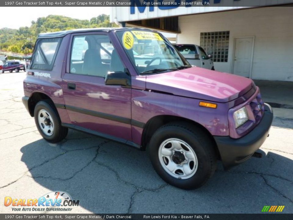 1997 Geo Tracker Soft Top 4x4 Super Grape Metallic / Dark Charcoal Photo #2