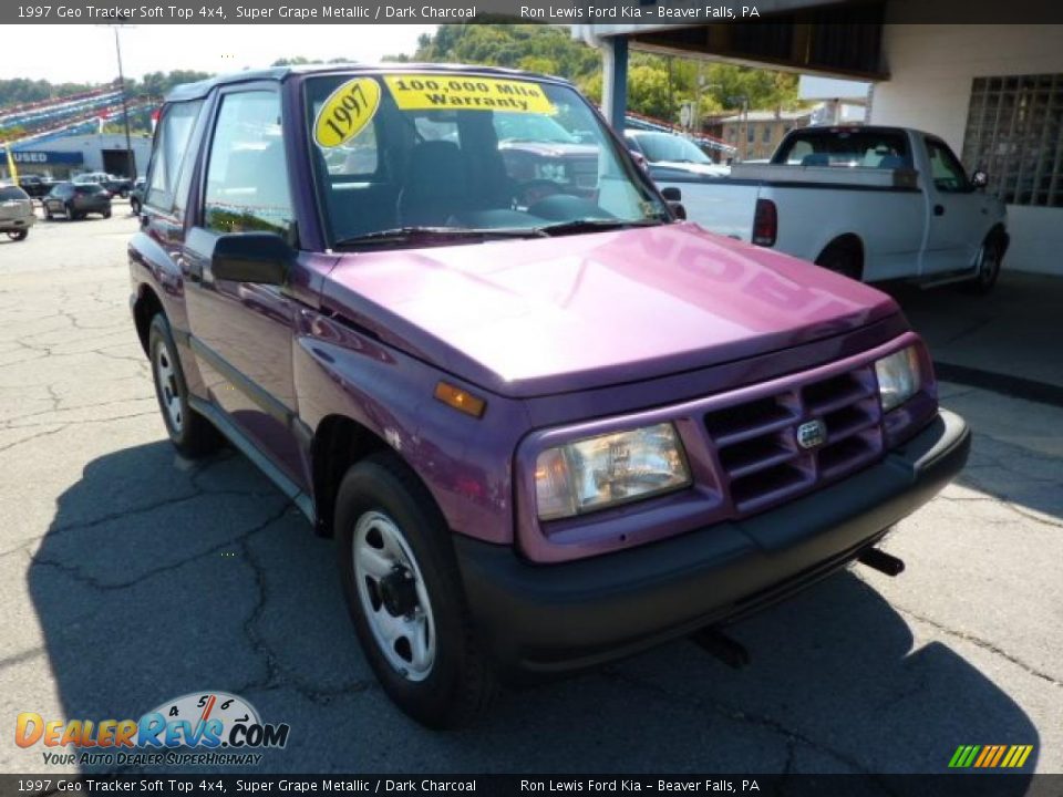 1997 Geo Tracker Soft Top 4x4 Super Grape Metallic / Dark Charcoal Photo #3