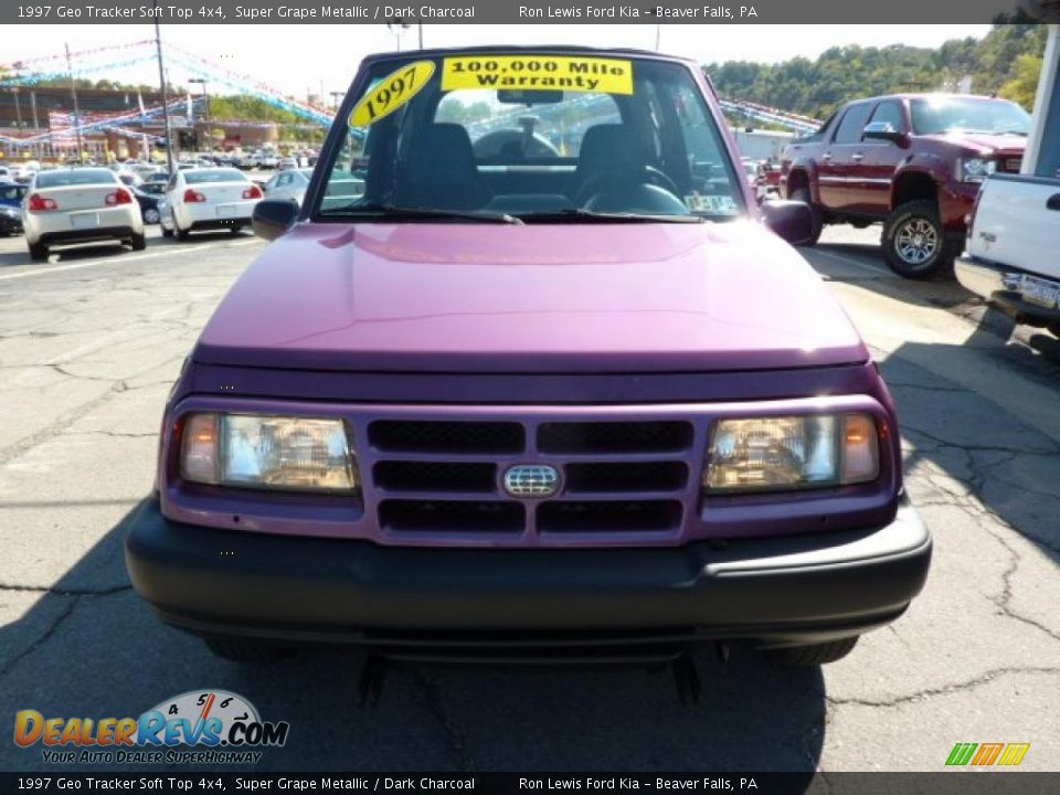 1997 Geo Tracker Soft Top 4x4 Super Grape Metallic / Dark Charcoal Photo #4