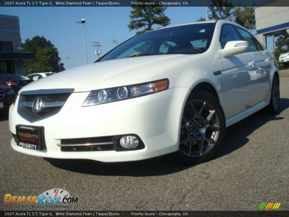 2007 Acura TL 3.5 Type-S White Diamond Pearl / Taupe/Ebony Photo #1