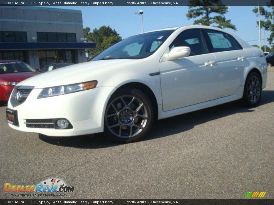 2007 Acura TL 3.5 Type-S White Diamond Pearl / Taupe/Ebony Photo #2