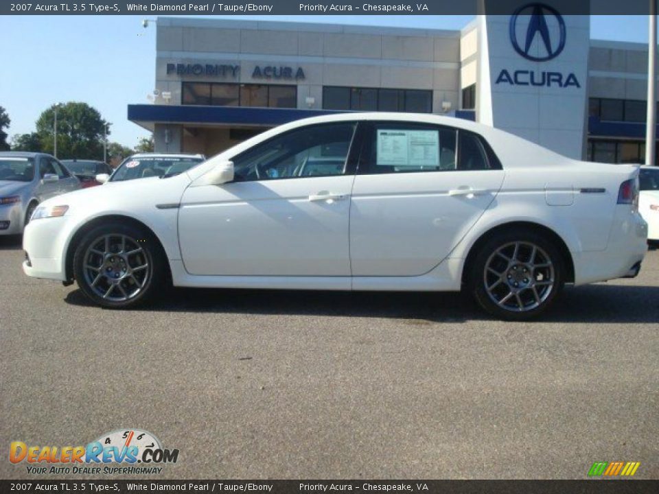 2007 Acura TL 3.5 Type-S White Diamond Pearl / Taupe/Ebony Photo #3