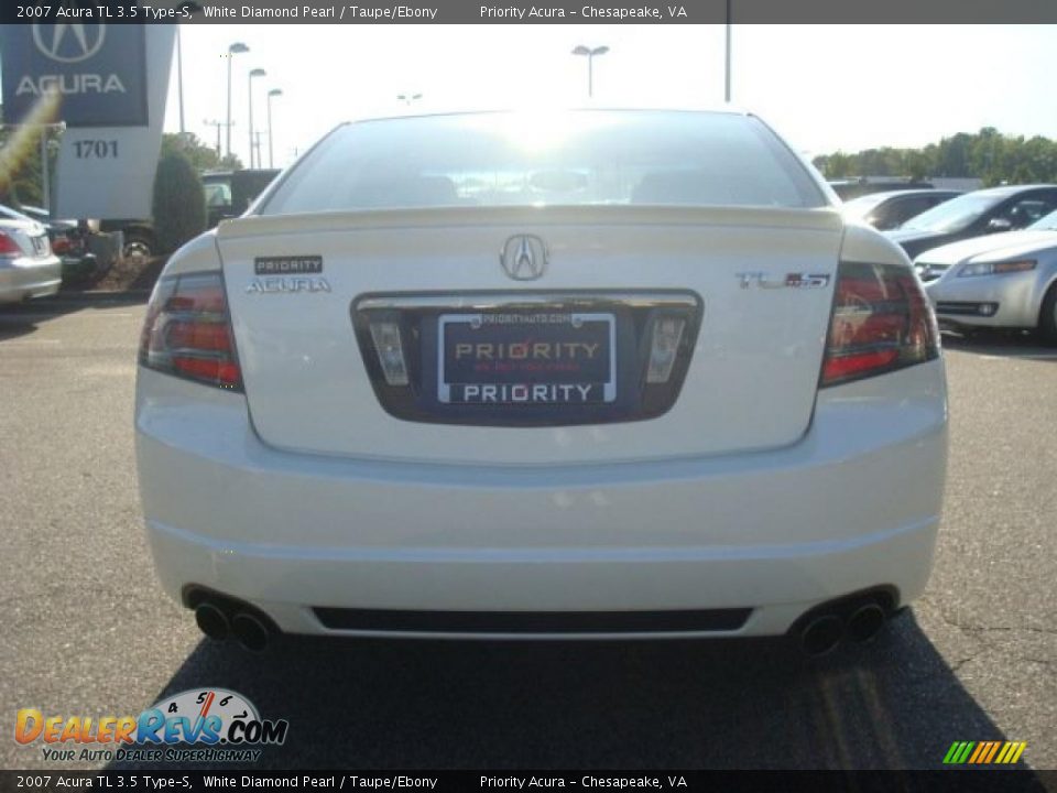 2007 Acura TL 3.5 Type-S White Diamond Pearl / Taupe/Ebony Photo #5