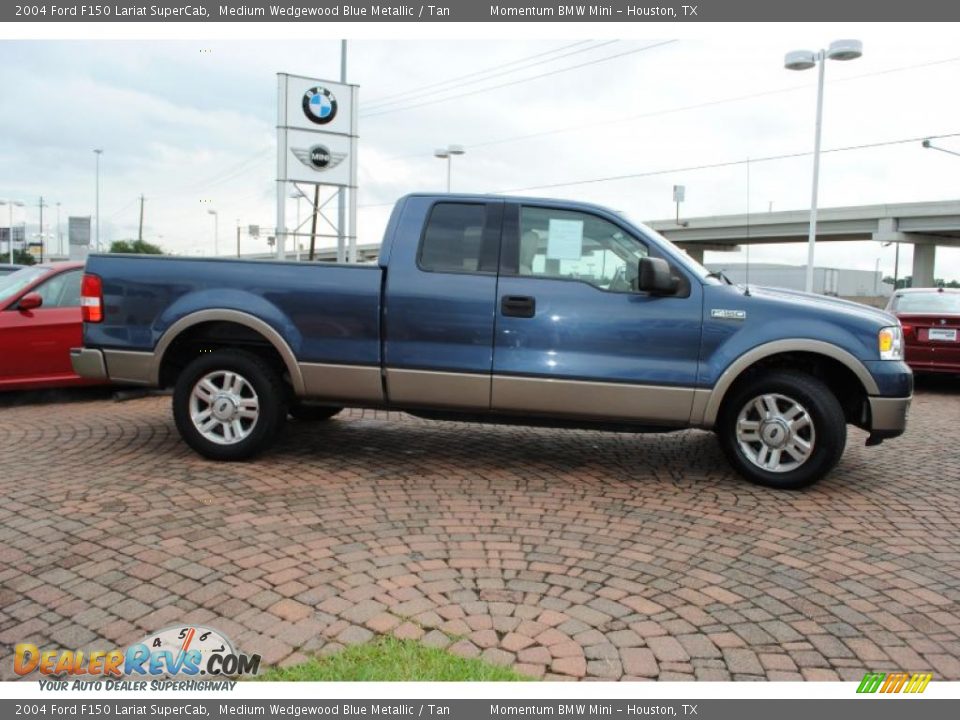 2004 Ford F150 Lariat SuperCab Medium Wedgewood Blue Metallic / Tan Photo #6