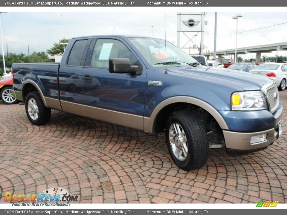 2004 Ford F150 Lariat SuperCab Medium Wedgewood Blue Metallic / Tan Photo #7