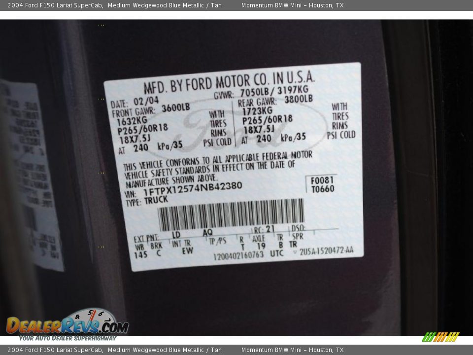 2004 Ford F150 Lariat SuperCab Medium Wedgewood Blue Metallic / Tan Photo #14