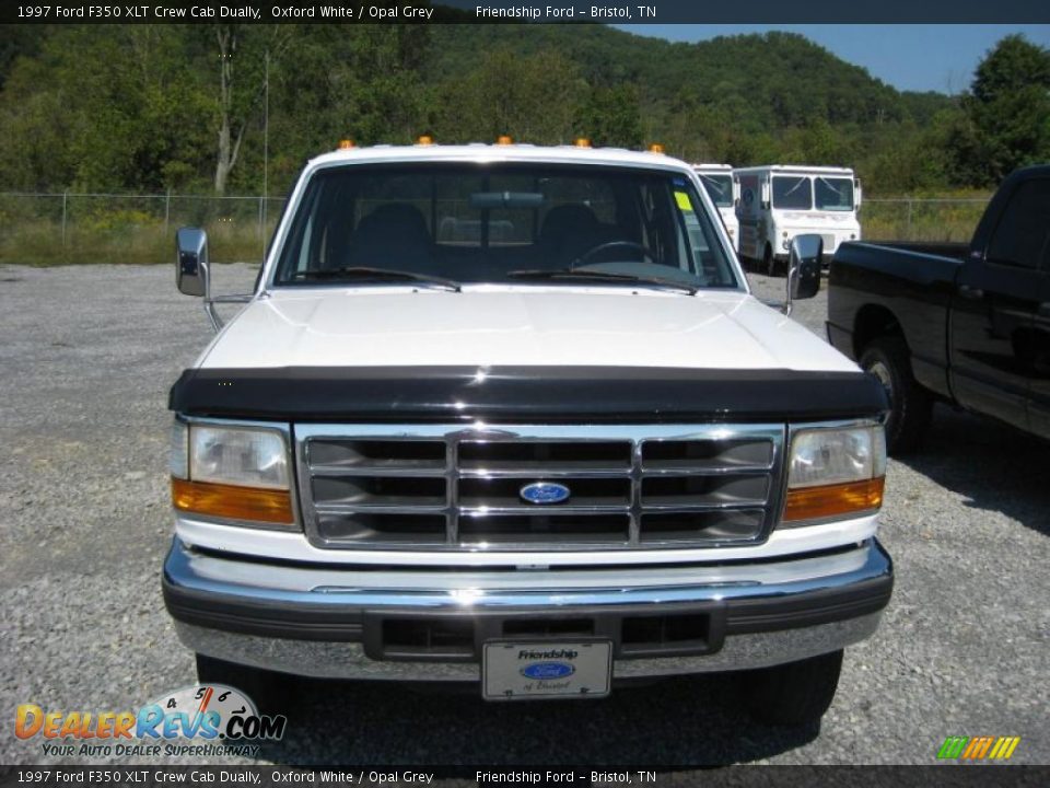 1997 Ford F350 XLT Crew Cab Dually Oxford White / Opal Grey Photo #1