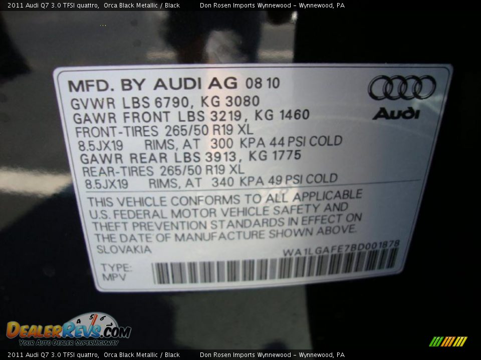 2011 Audi Q7 3.0 TFSI quattro Orca Black Metallic / Black Photo #36