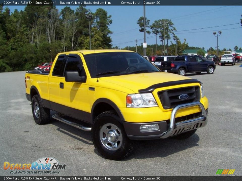 2004 Ford F150 FX4 SuperCab 4x4 Blazing Yellow / Black/Medium Flint Photo #3