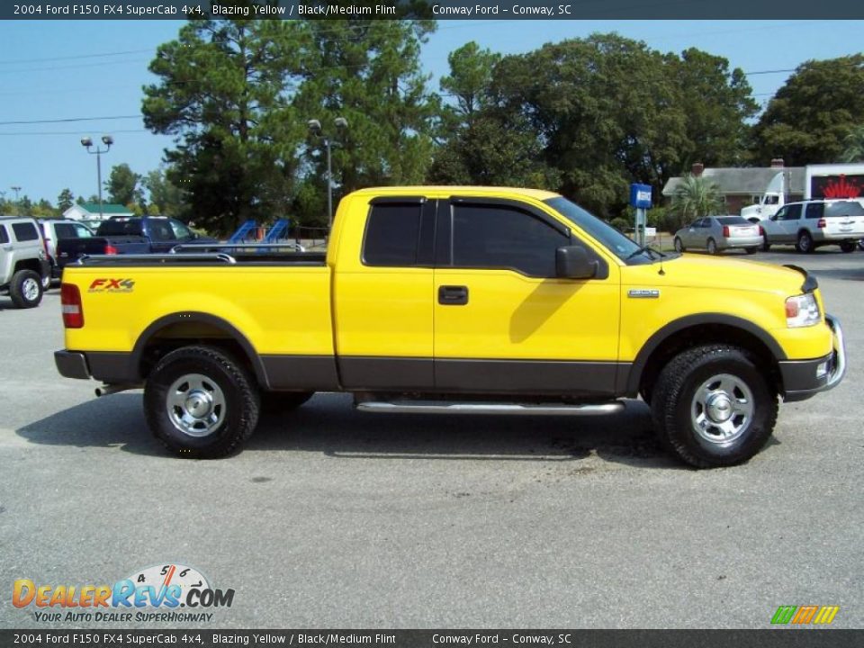 2004 Ford F150 FX4 SuperCab 4x4 Blazing Yellow / Black/Medium Flint Photo #4