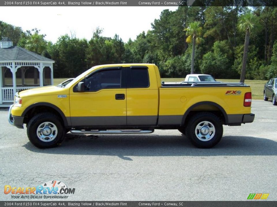 2004 Ford F150 FX4 SuperCab 4x4 Blazing Yellow / Black/Medium Flint Photo #8