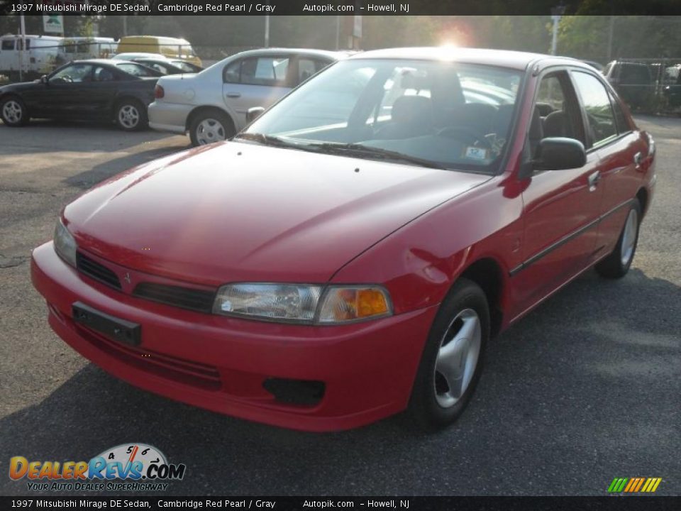 1997 Mitsubishi Mirage DE Sedan Cambridge Red Pearl / Gray Photo #2