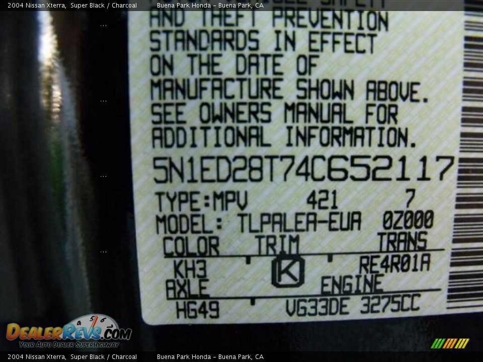 2004 Nissan Xterra Super Black / Charcoal Photo #34