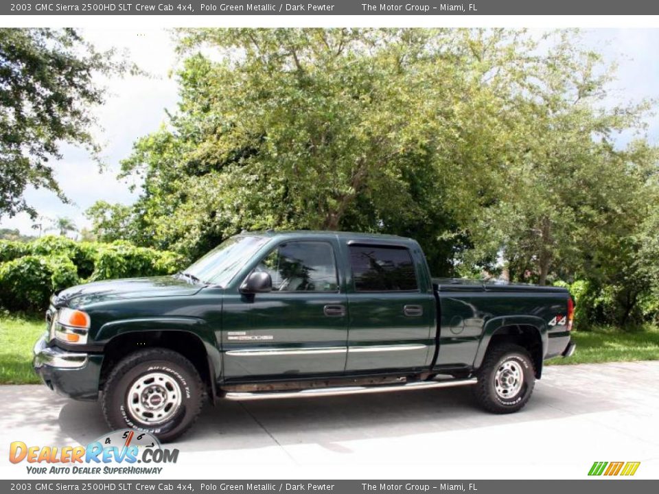 2003 GMC Sierra 2500HD SLT Crew Cab 4x4 Polo Green Metallic / Dark Pewter Photo #2