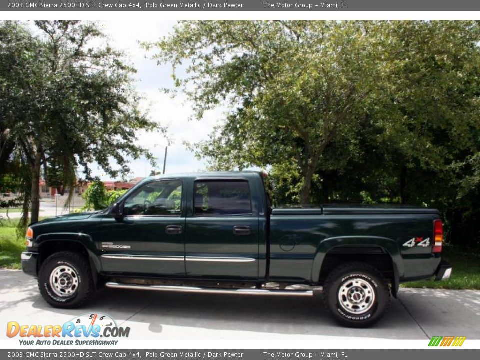 2003 GMC Sierra 2500HD SLT Crew Cab 4x4 Polo Green Metallic / Dark Pewter Photo #3
