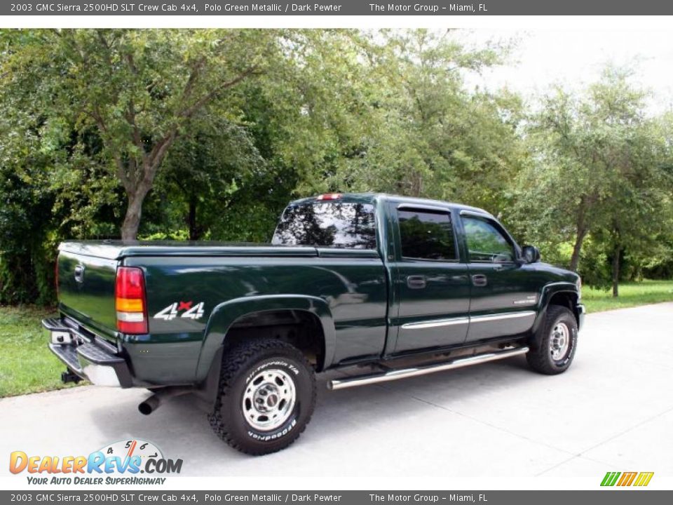 2003 GMC Sierra 2500HD SLT Crew Cab 4x4 Polo Green Metallic / Dark Pewter Photo #9