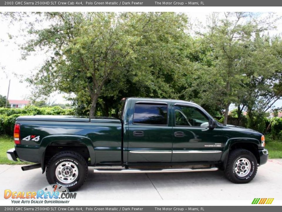 2003 GMC Sierra 2500HD SLT Crew Cab 4x4 Polo Green Metallic / Dark Pewter Photo #10