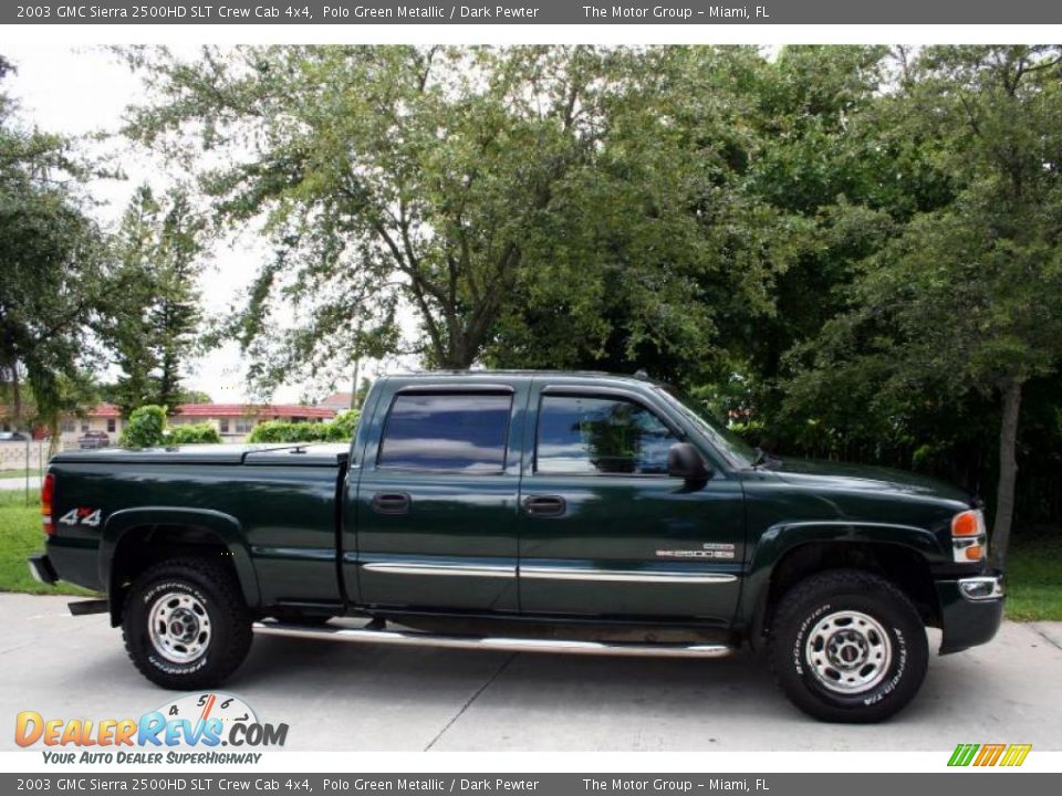 2003 GMC Sierra 2500HD SLT Crew Cab 4x4 Polo Green Metallic / Dark Pewter Photo #11