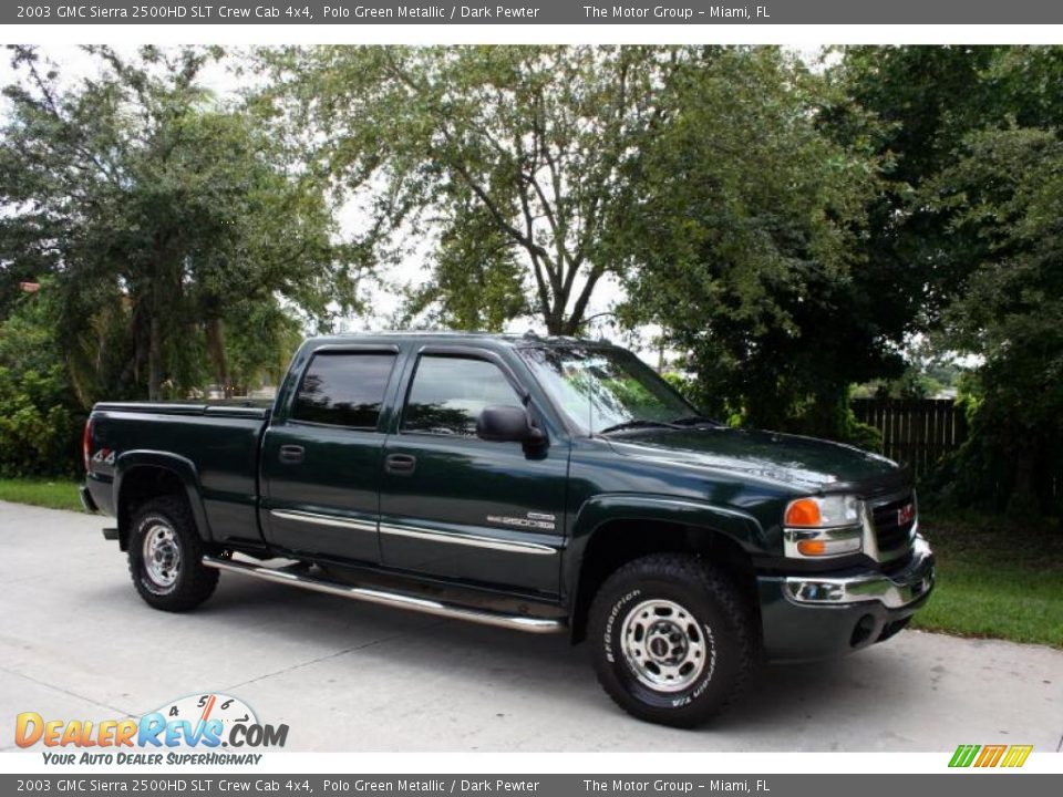 2003 GMC Sierra 2500HD SLT Crew Cab 4x4 Polo Green Metallic / Dark Pewter Photo #12