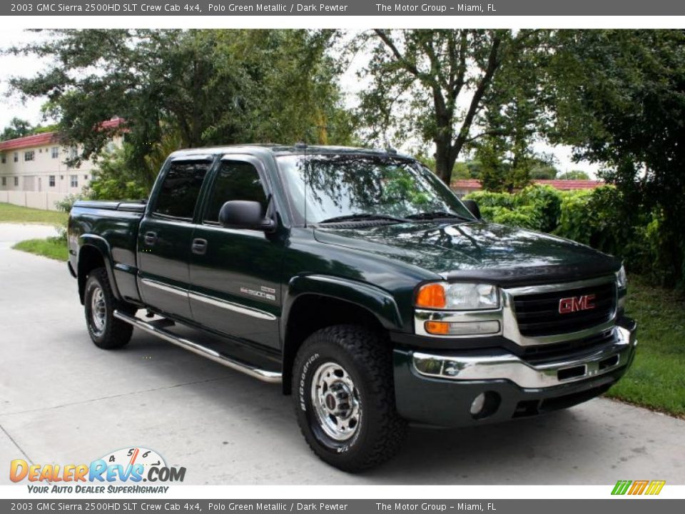 2003 GMC Sierra 2500HD SLT Crew Cab 4x4 Polo Green Metallic / Dark Pewter Photo #13