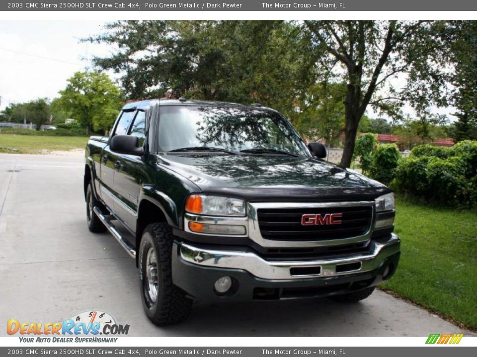 2003 GMC Sierra 2500HD SLT Crew Cab 4x4 Polo Green Metallic / Dark Pewter Photo #14
