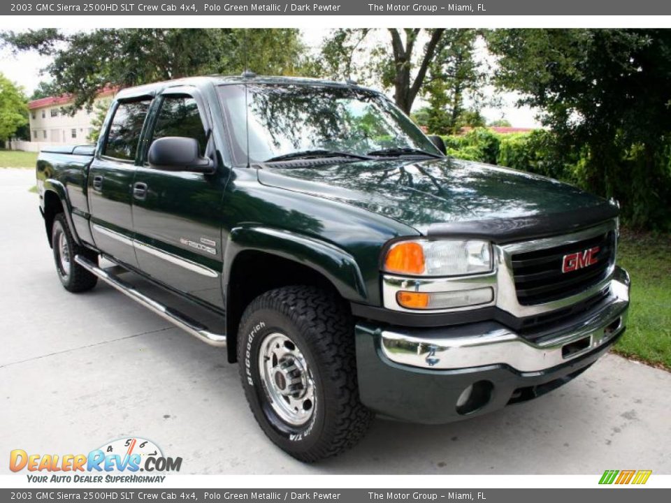 2003 GMC Sierra 2500HD SLT Crew Cab 4x4 Polo Green Metallic / Dark Pewter Photo #17