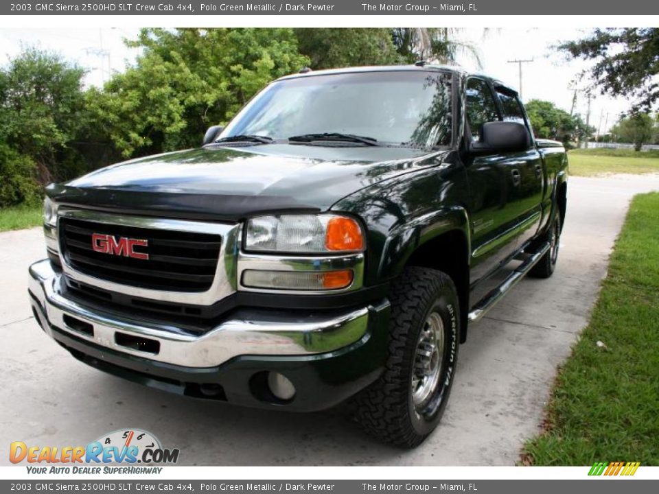 2003 GMC Sierra 2500HD SLT Crew Cab 4x4 Polo Green Metallic / Dark Pewter Photo #18
