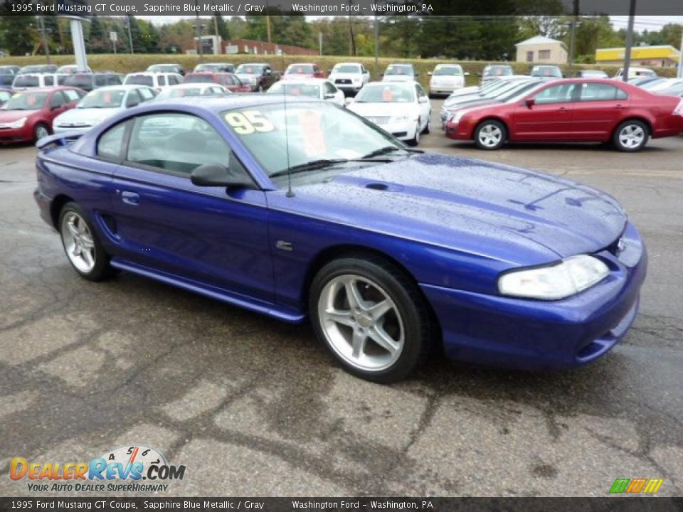 1995 Ford Mustang GT Coupe Sapphire Blue Metallic / Gray Photo #6