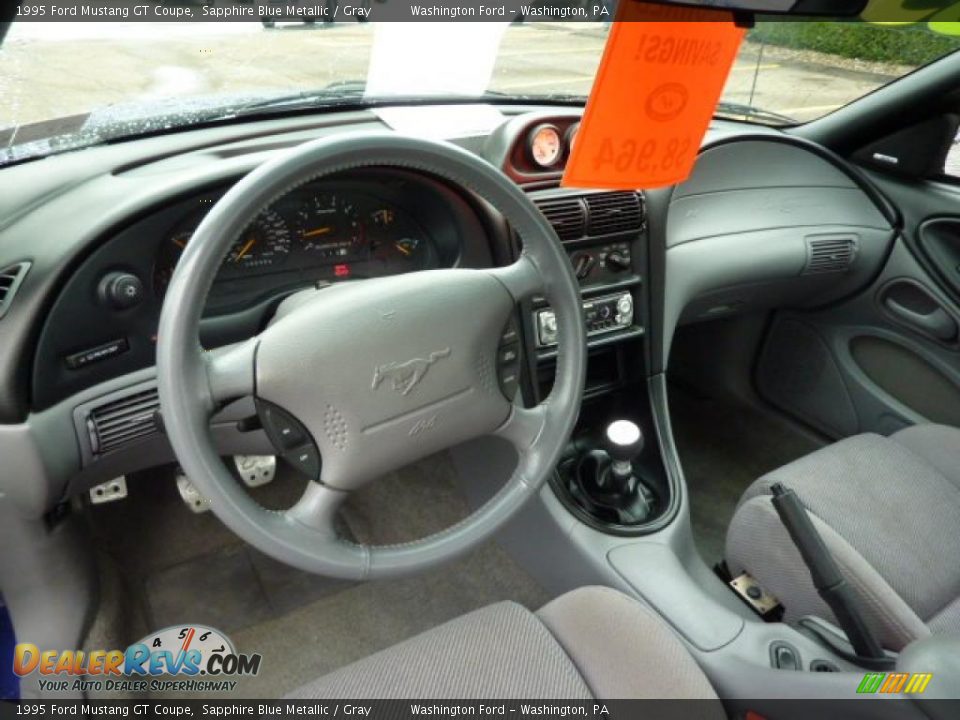 1995 Ford Mustang GT Coupe Sapphire Blue Metallic / Gray Photo #11