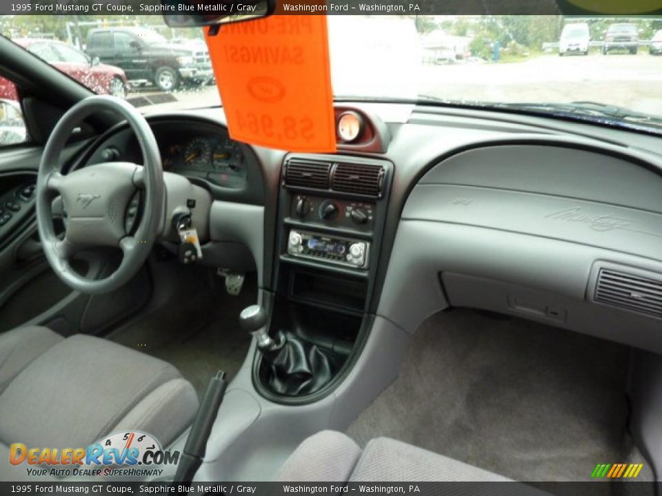 1995 Ford Mustang GT Coupe Sapphire Blue Metallic / Gray Photo #16