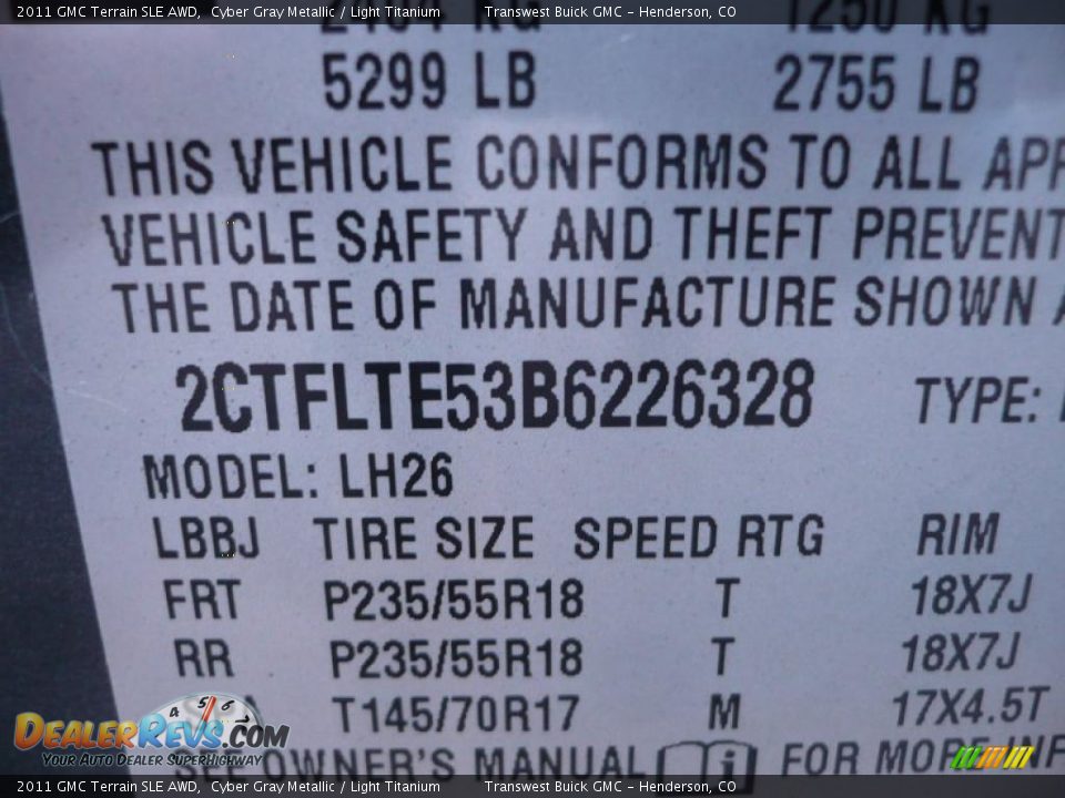 2011 GMC Terrain SLE AWD Cyber Gray Metallic / Light Titanium Photo #10