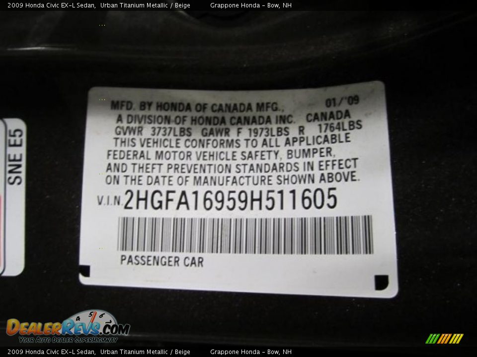 2009 Honda Civic EX-L Sedan Urban Titanium Metallic / Beige Photo #5