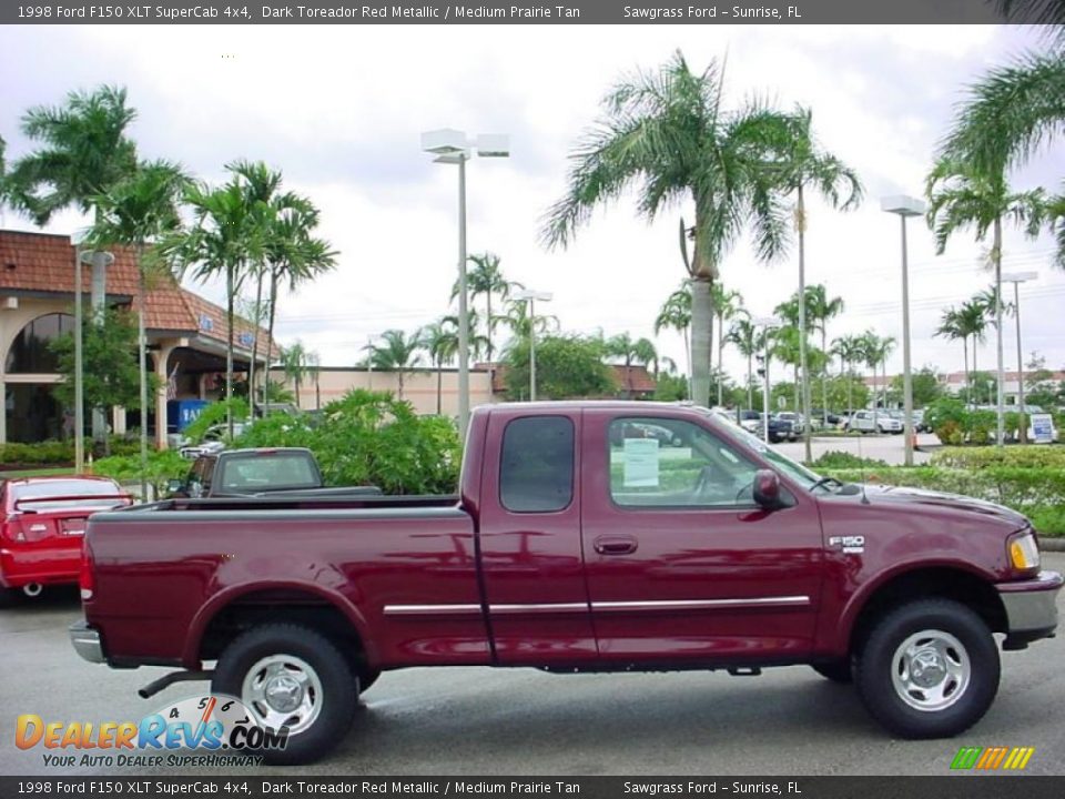 1998 Ford F150 XLT SuperCab 4x4 Dark Toreador Red Metallic / Medium Prairie Tan Photo #5