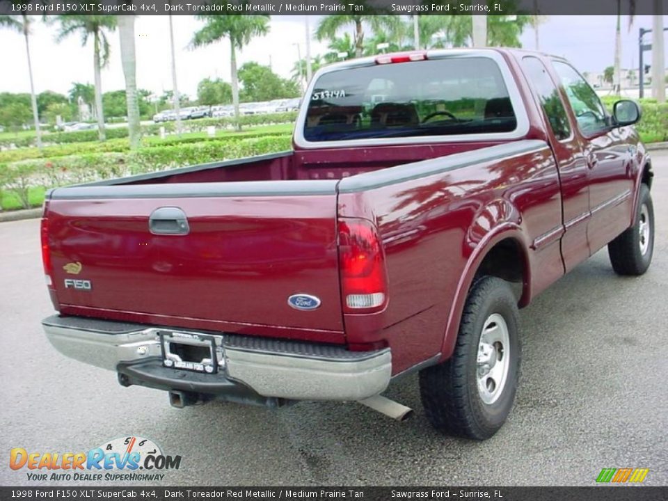 1998 Ford F150 XLT SuperCab 4x4 Dark Toreador Red Metallic / Medium Prairie Tan Photo #6