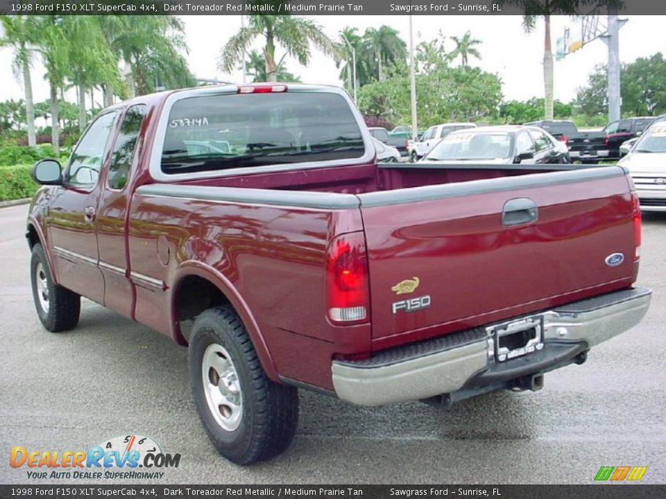 1998 Ford F150 XLT SuperCab 4x4 Dark Toreador Red Metallic / Medium Prairie Tan Photo #9