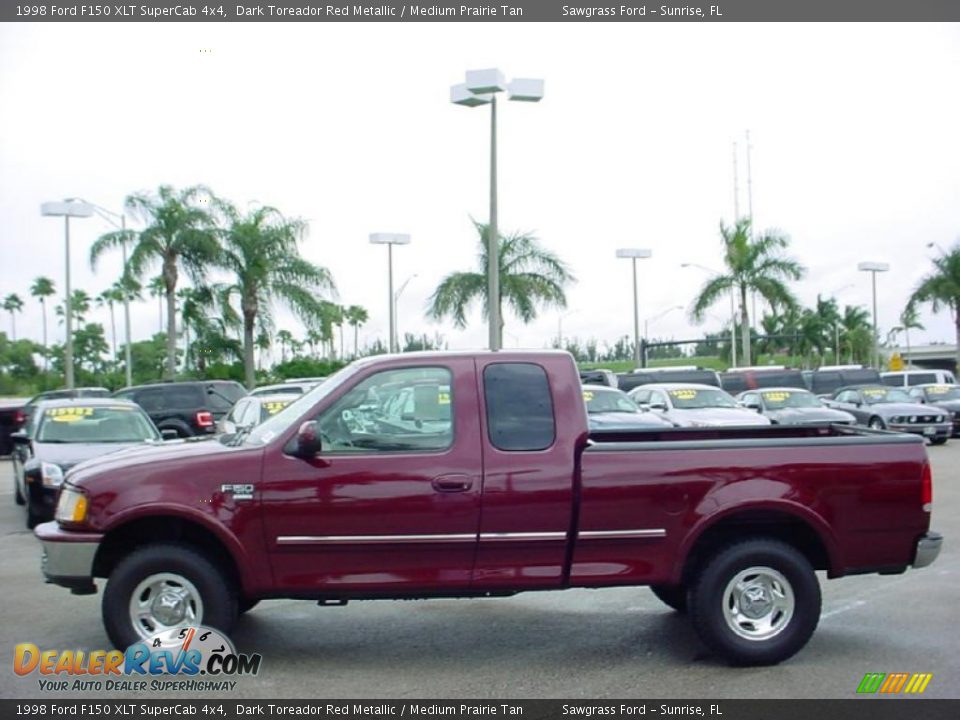 1998 Ford F150 XLT SuperCab 4x4 Dark Toreador Red Metallic / Medium Prairie Tan Photo #10