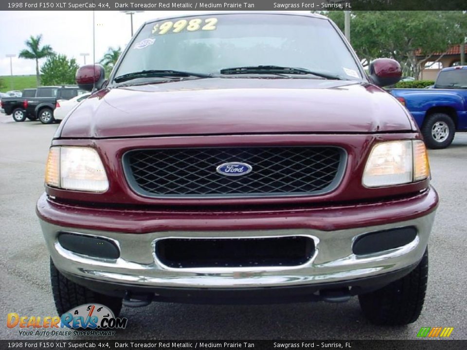 1998 Ford F150 XLT SuperCab 4x4 Dark Toreador Red Metallic / Medium Prairie Tan Photo #15