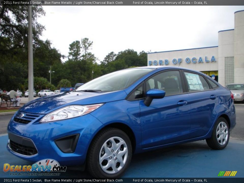 2011 Ford Fiesta S Sedan Blue Flame Metallic / Light Stone/Charcoal Black Cloth Photo #1