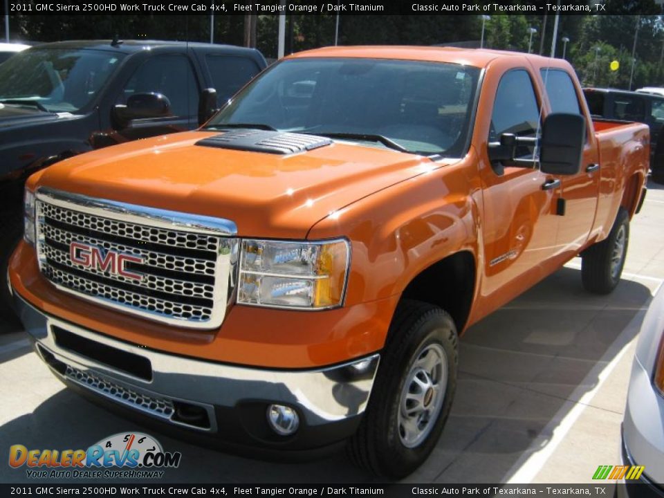 2011 GMC Sierra 2500HD Work Truck Crew Cab 4x4 Fleet Tangier Orange / Dark Titanium Photo #1