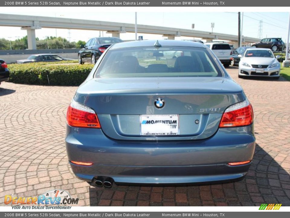 2008 BMW 5 Series 528i Sedan Neptune Blue Metallic / Dark Blue Dakota Leather Photo #4