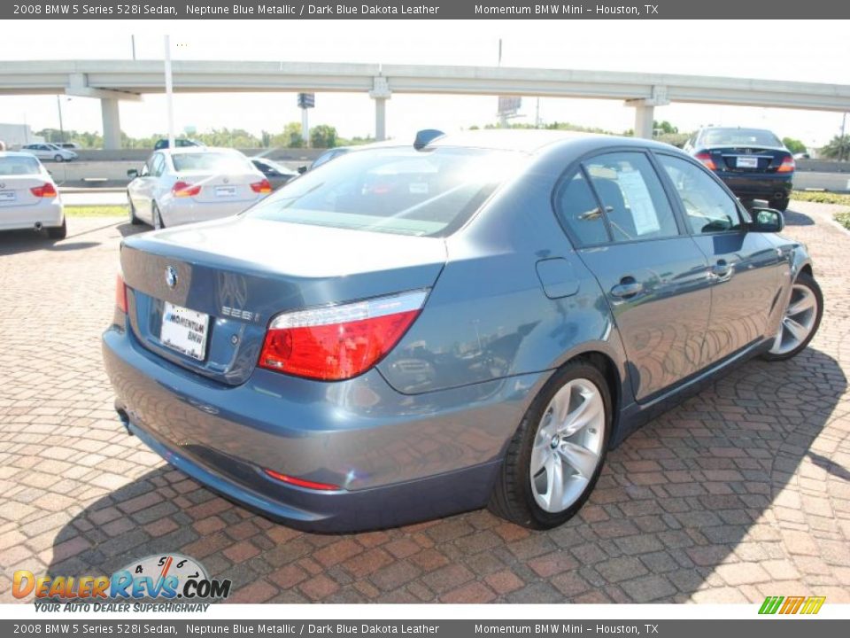 2008 BMW 5 Series 528i Sedan Neptune Blue Metallic / Dark Blue Dakota Leather Photo #5