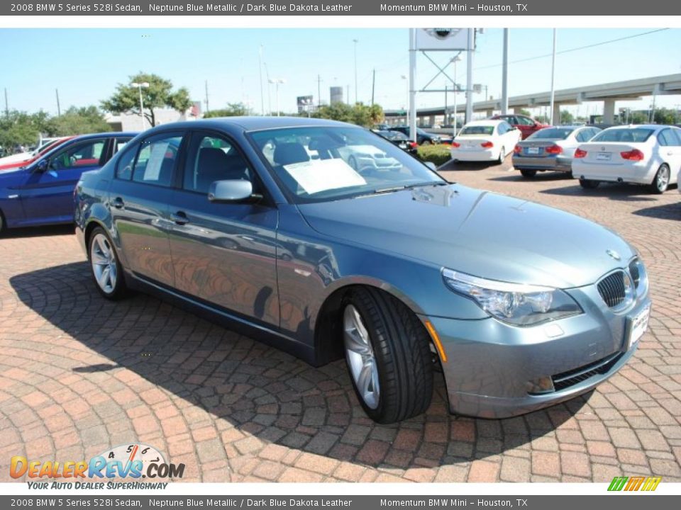2008 BMW 5 Series 528i Sedan Neptune Blue Metallic / Dark Blue Dakota Leather Photo #7