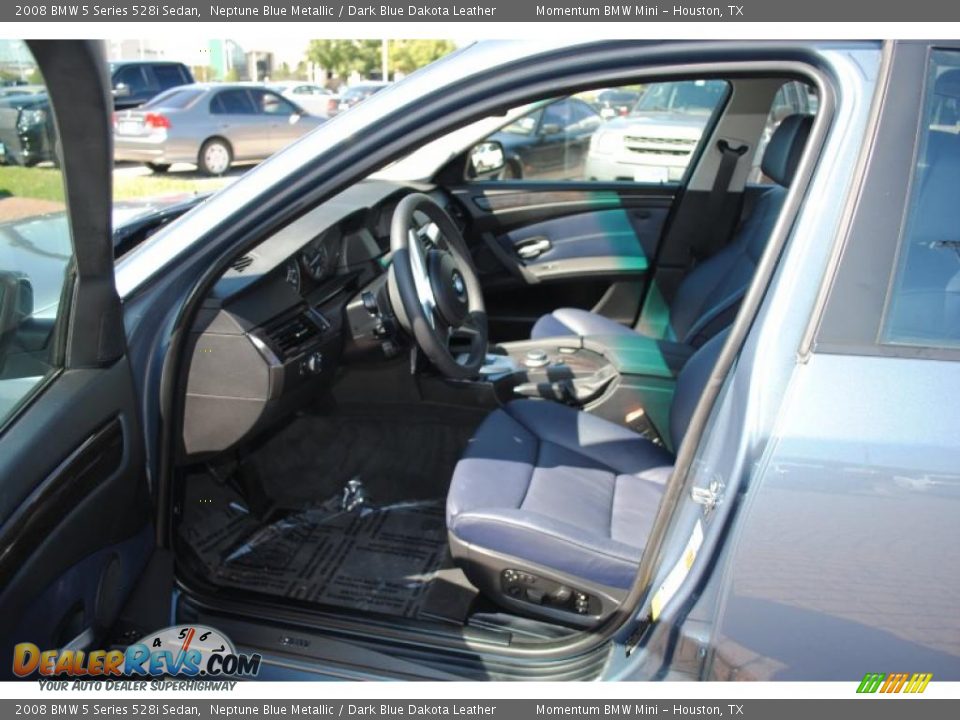 2008 BMW 5 Series 528i Sedan Neptune Blue Metallic / Dark Blue Dakota Leather Photo #13