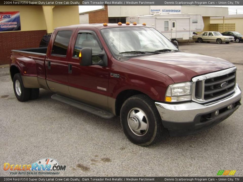 2004 Ford F350 Super Duty Lariat Crew Cab Dually Dark Toreador Red Metallic / Medium Parchment Photo #3