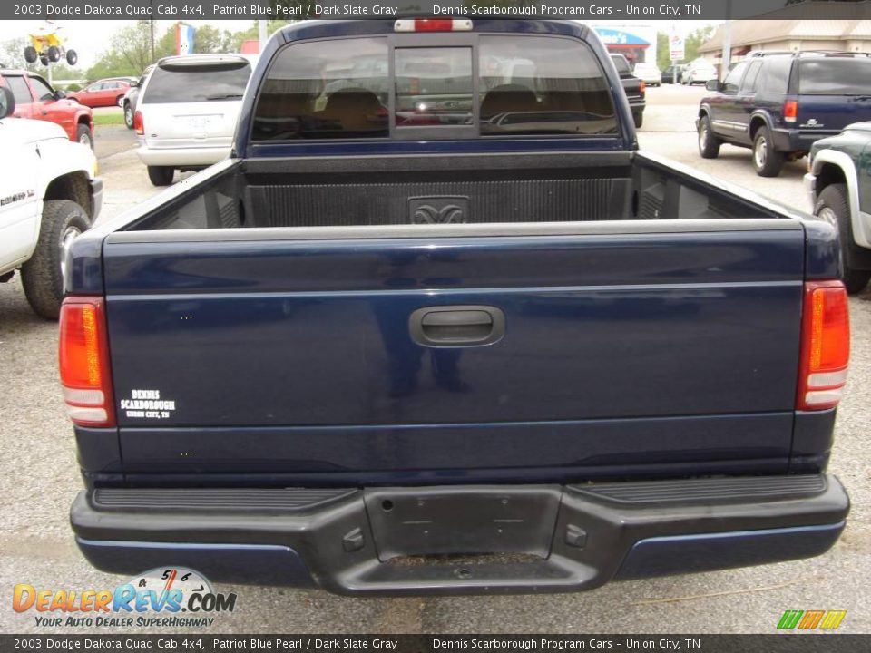 2003 Dodge Dakota Quad Cab 4x4 Patriot Blue Pearl / Dark Slate Gray Photo #3
