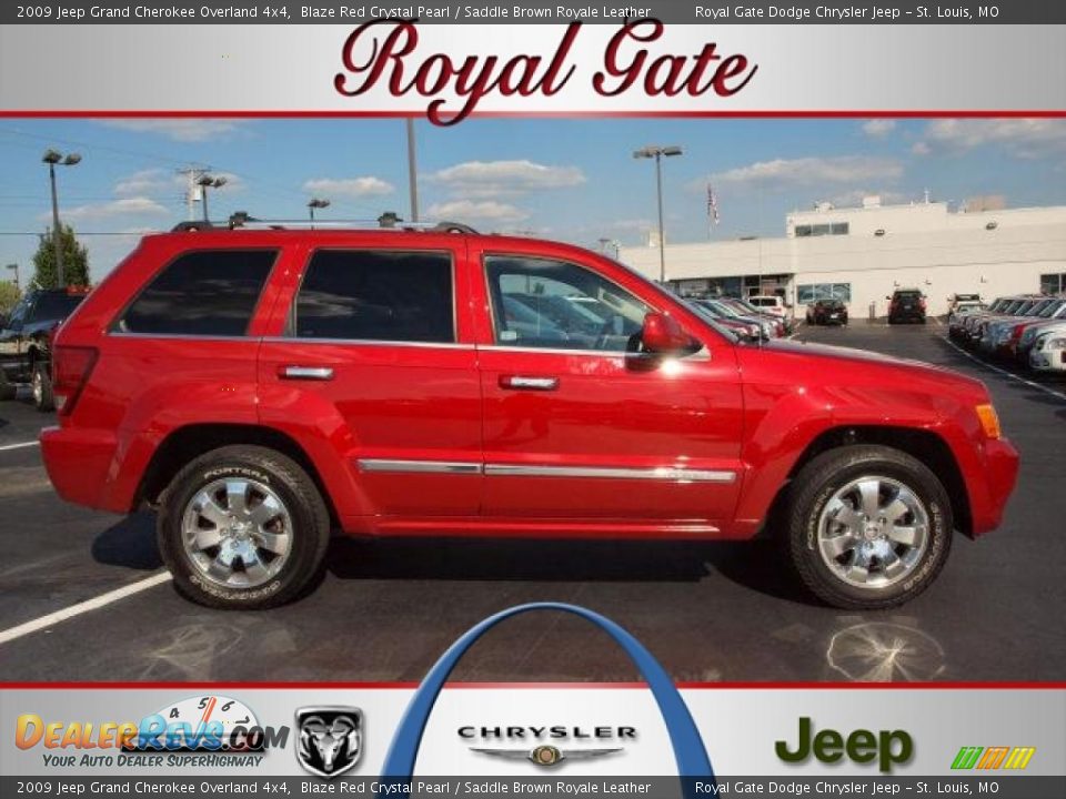 2009 Jeep Grand Cherokee Overland 4x4 Blaze Red Crystal Pearl / Saddle Brown Royale Leather Photo #1