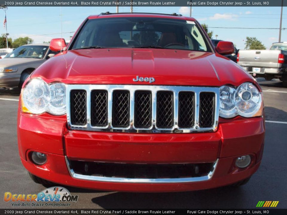 2009 Jeep Grand Cherokee Overland 4x4 Blaze Red Crystal Pearl / Saddle Brown Royale Leather Photo #8