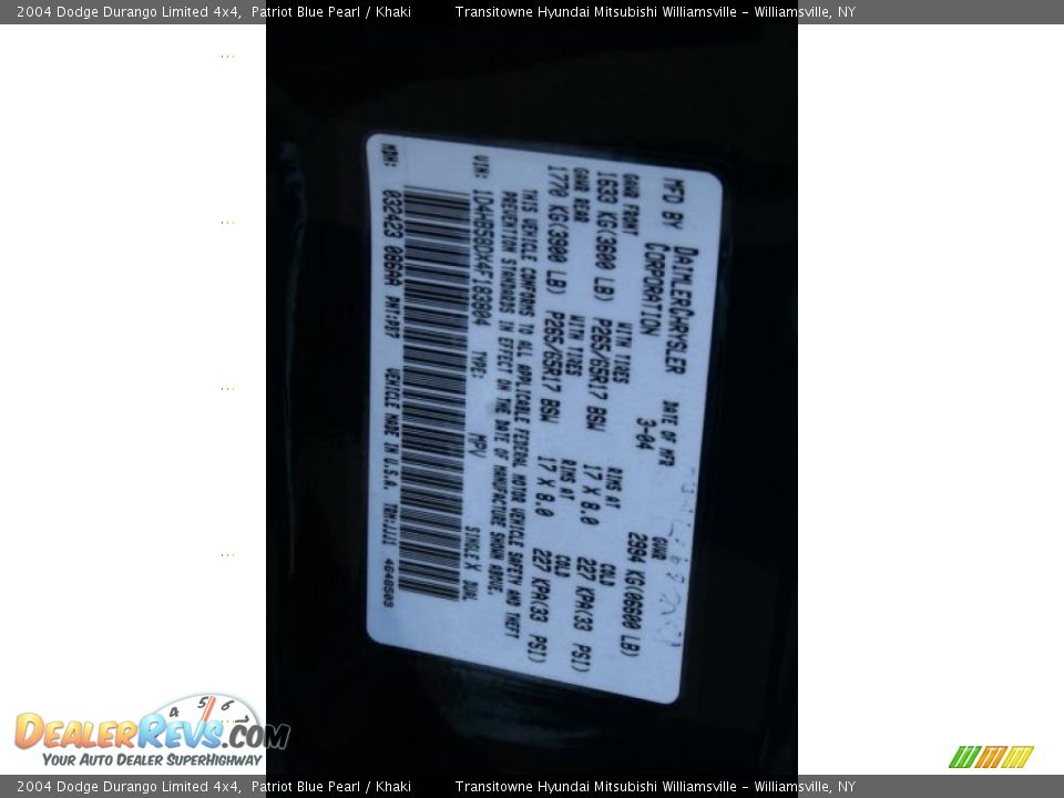 2004 Dodge Durango Limited 4x4 Patriot Blue Pearl / Khaki Photo #23